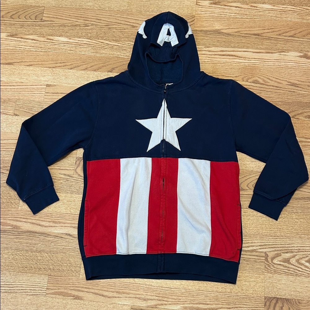 Marvel Captain America Avengers Sweatshirt hoodie costume sz L